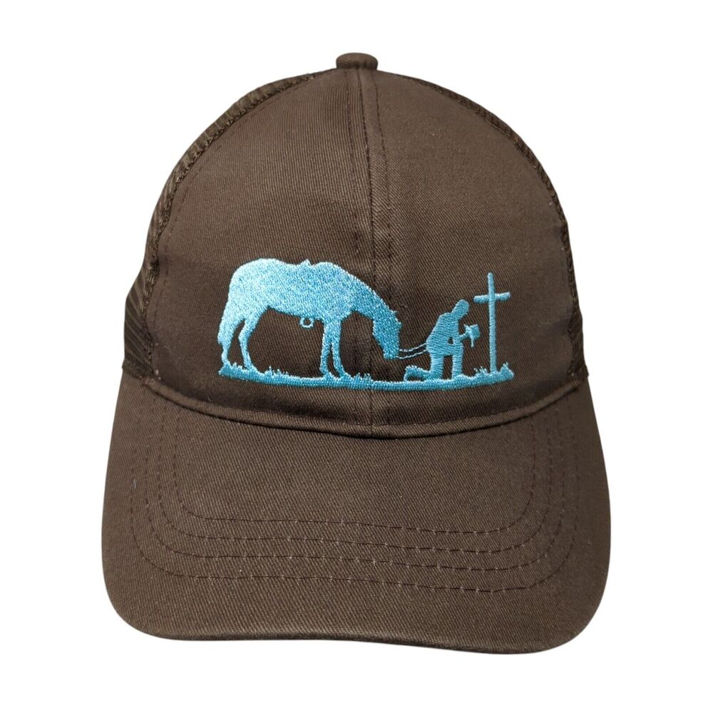 C.C Exclusives Trucker Hat Ponytail Brown One Size Cowboy Praying